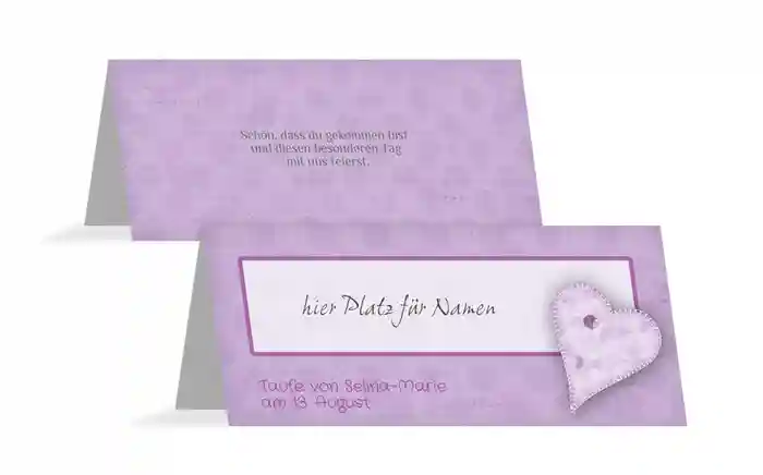 Tischkarte Taufe Bubblehearts Tischkarte Taufe Bubblehearts