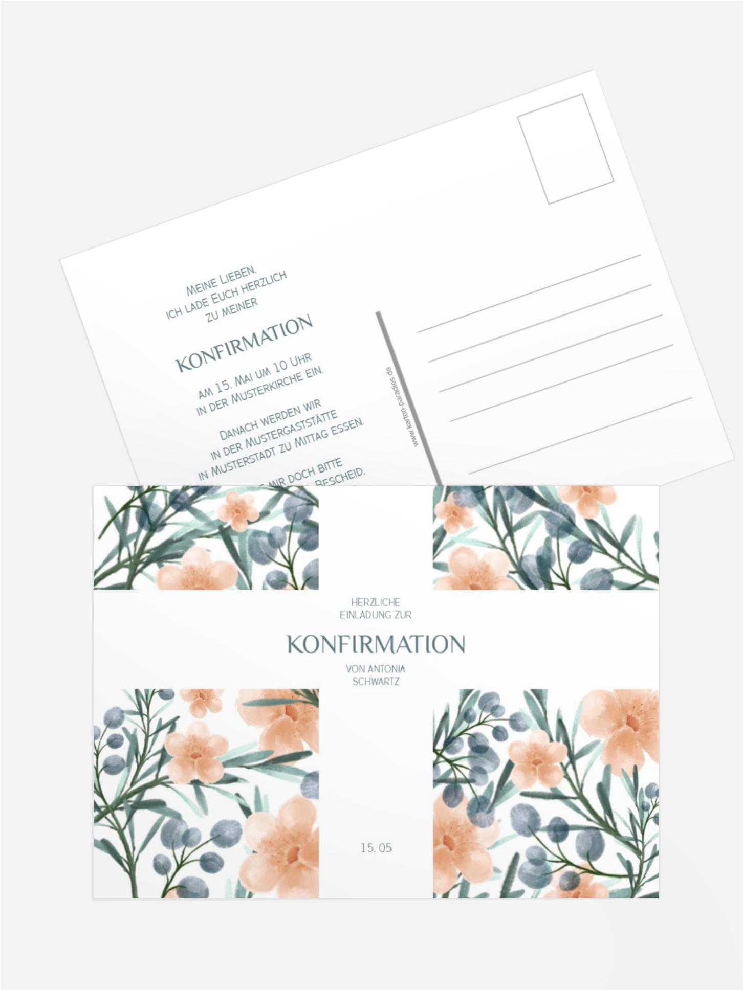 Einladungskarte Konfirmation Konfirmation blüht