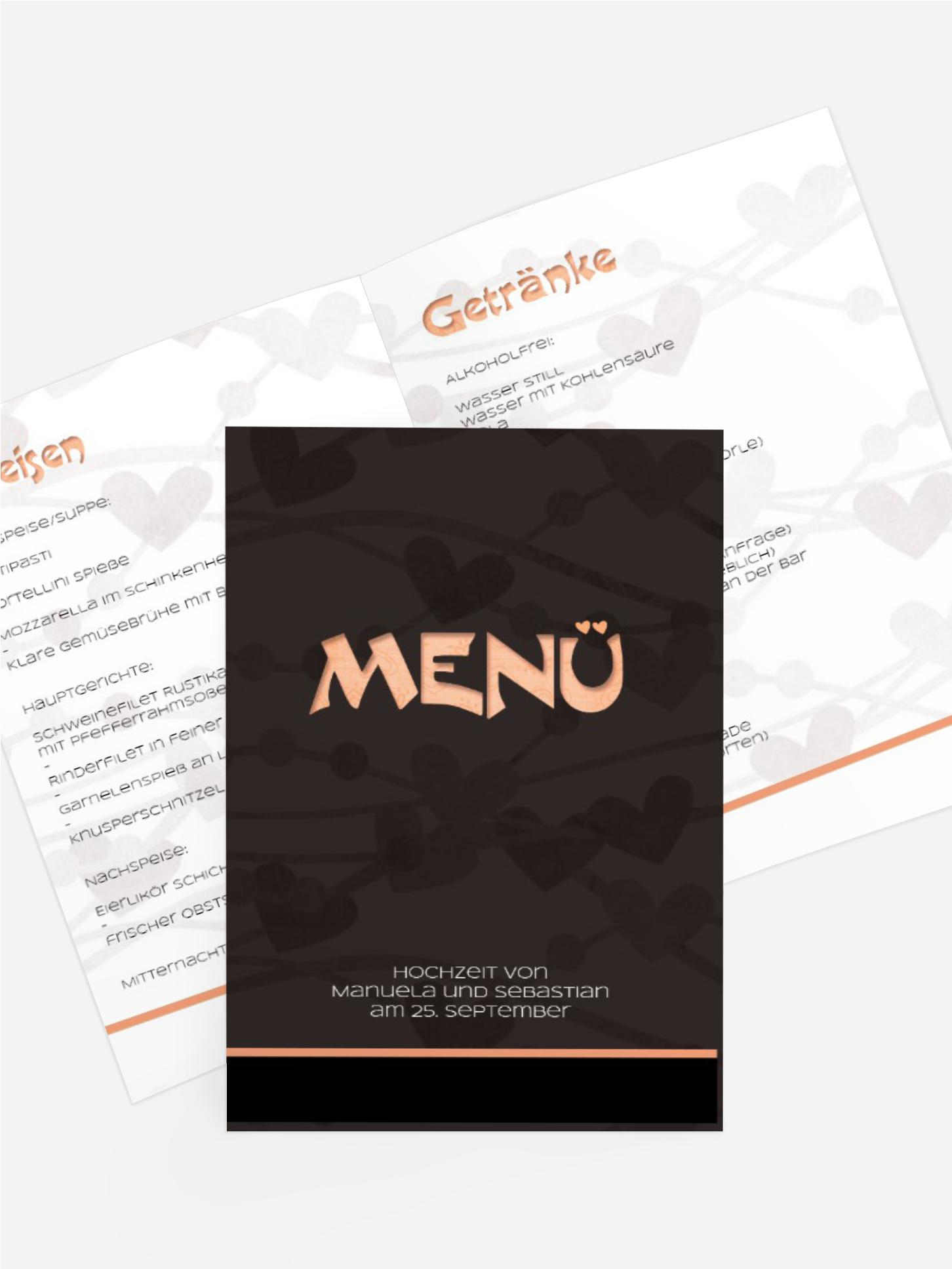 Menükarte wilde Herzen