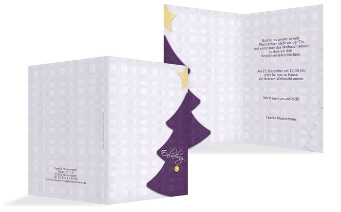 Einladungskarte zu Weihnachten Privat Holzkaro Einladungskarte zu Weihnachten Privat Holzkaro