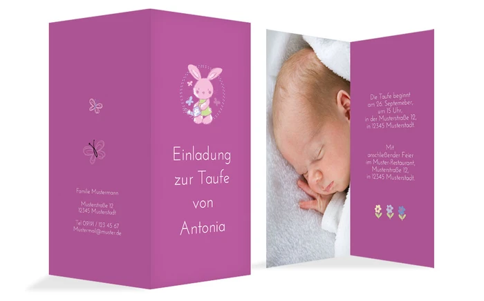 Dankeskarte Taufe Hase