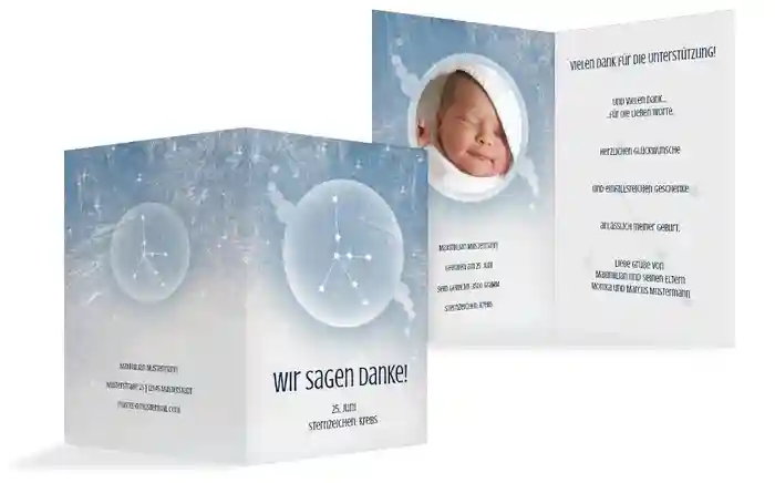Dankeskarte zur Geburt Sternzeichen Krebs