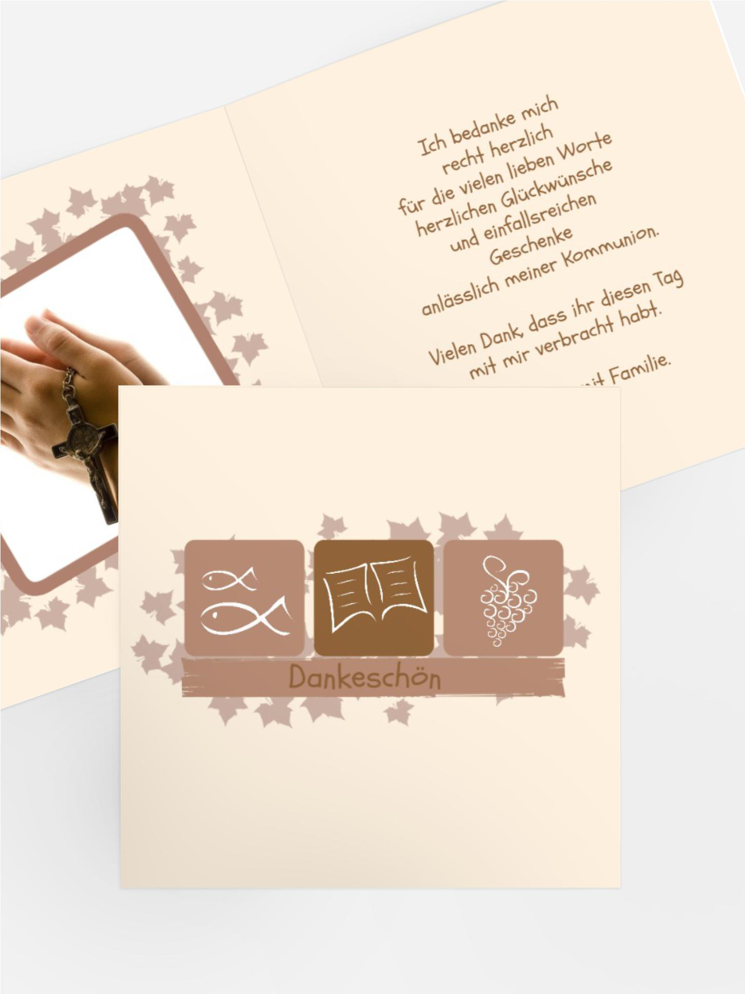 Dankeskarte Kommunion Blatt