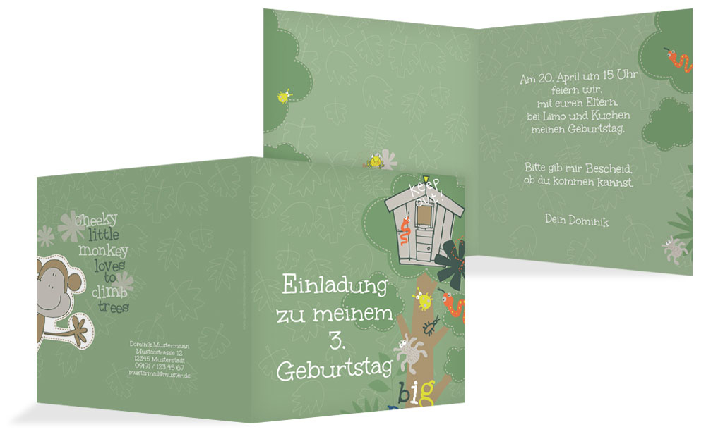 Einladungskarte Geburtstag Dschungel