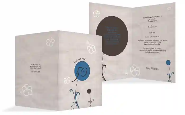 Geburtstagseinladungskarte Fantasyflower 50