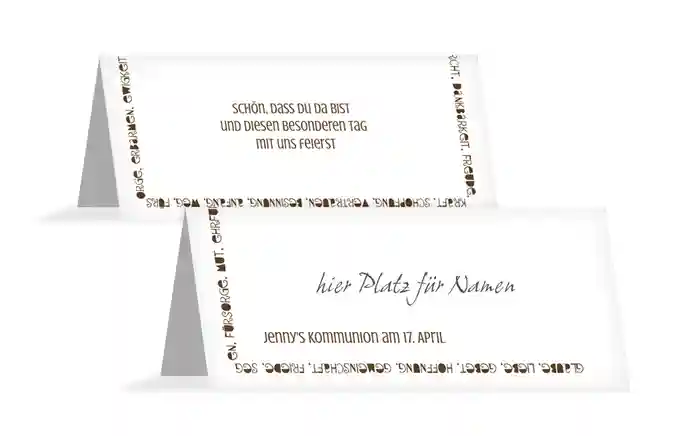 Tischkarte Kommunion Spruchkreis