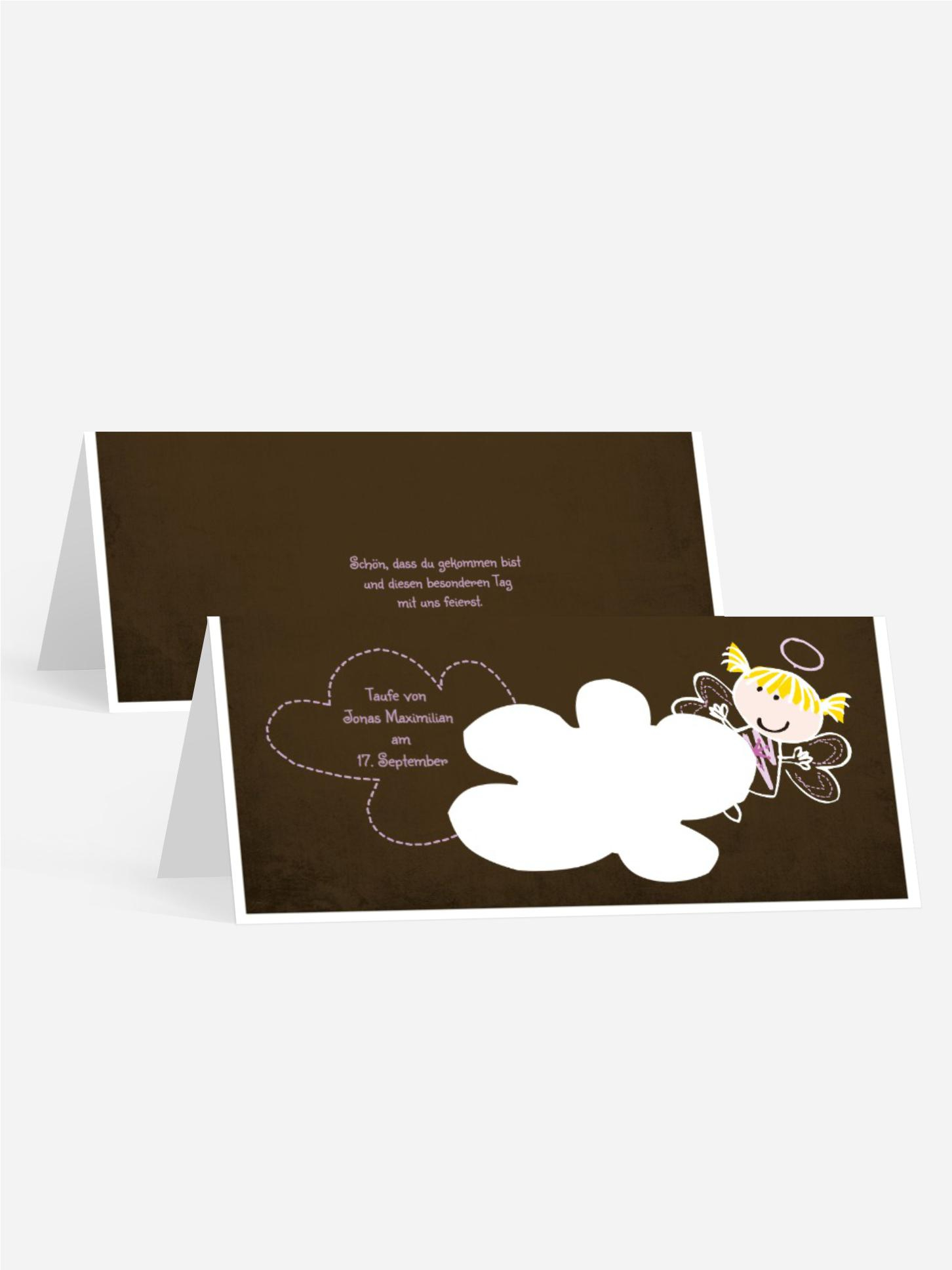 Tischkarte Taufe Engelchen