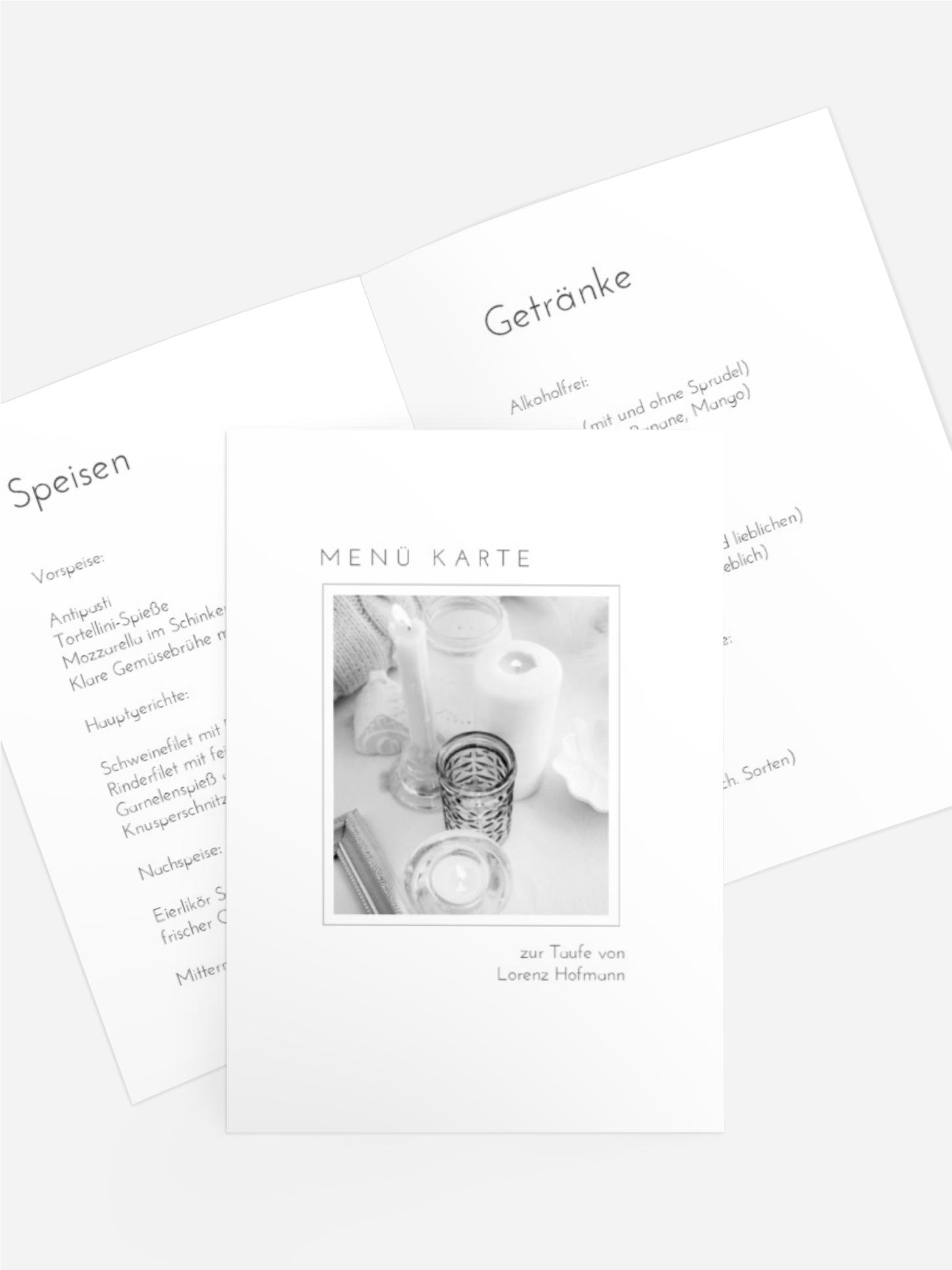 Menükarte Taufe Textspiel