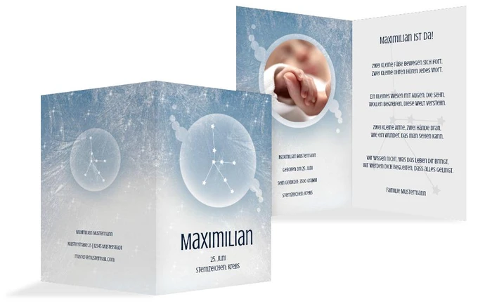 Geburtskarte Sternzeichen Krebs