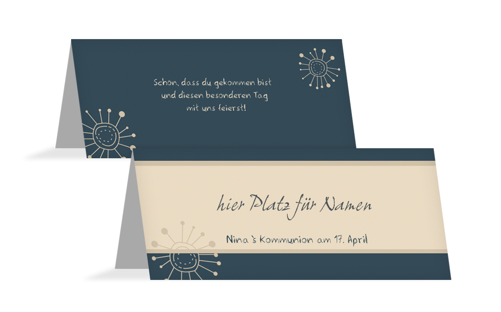 Tischkarte Kommunion Blumen