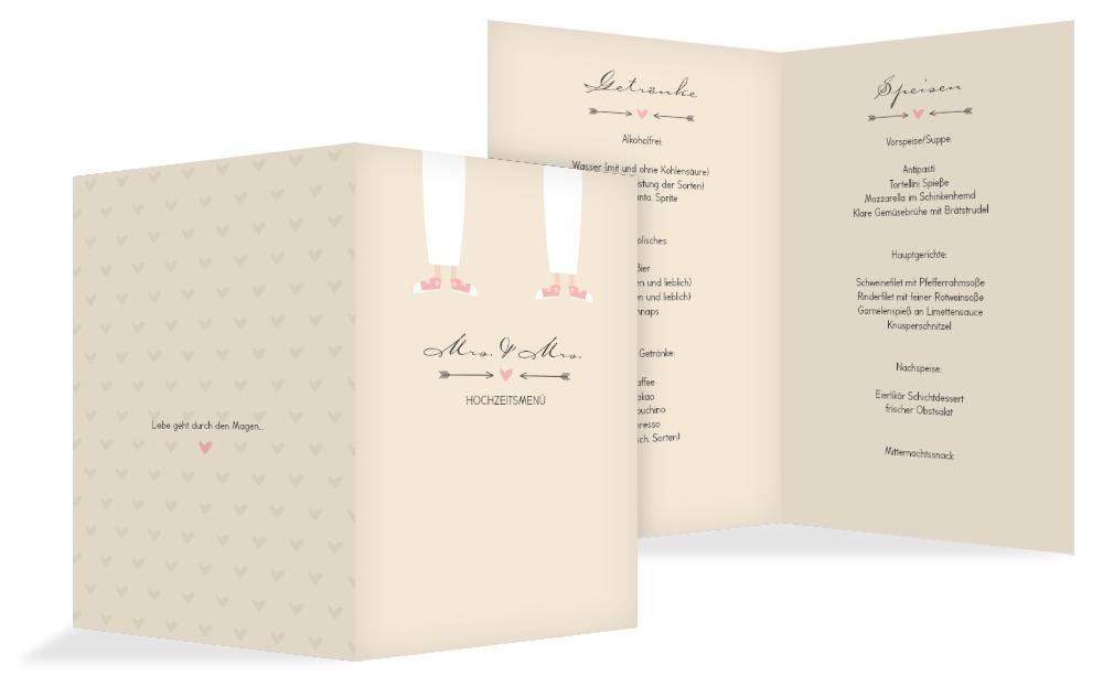 Menükarte zur Hochzeit Pärchen - Frauen Menükarte zur Hochzeit Pärchen - Frauen