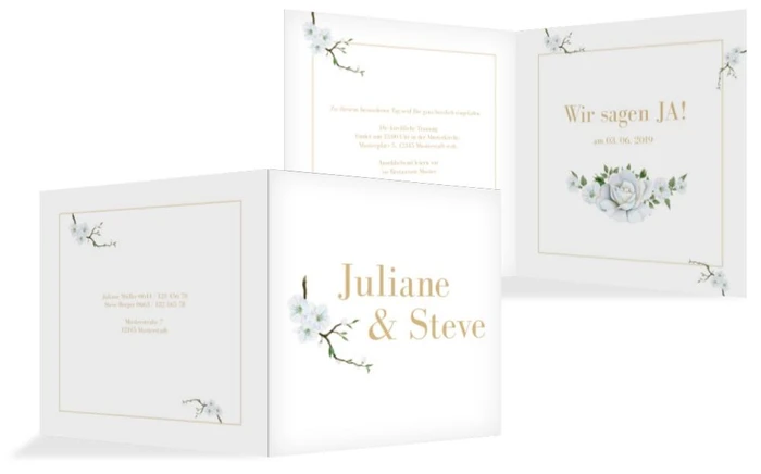 Hochzeitseinladung Weiße Rose