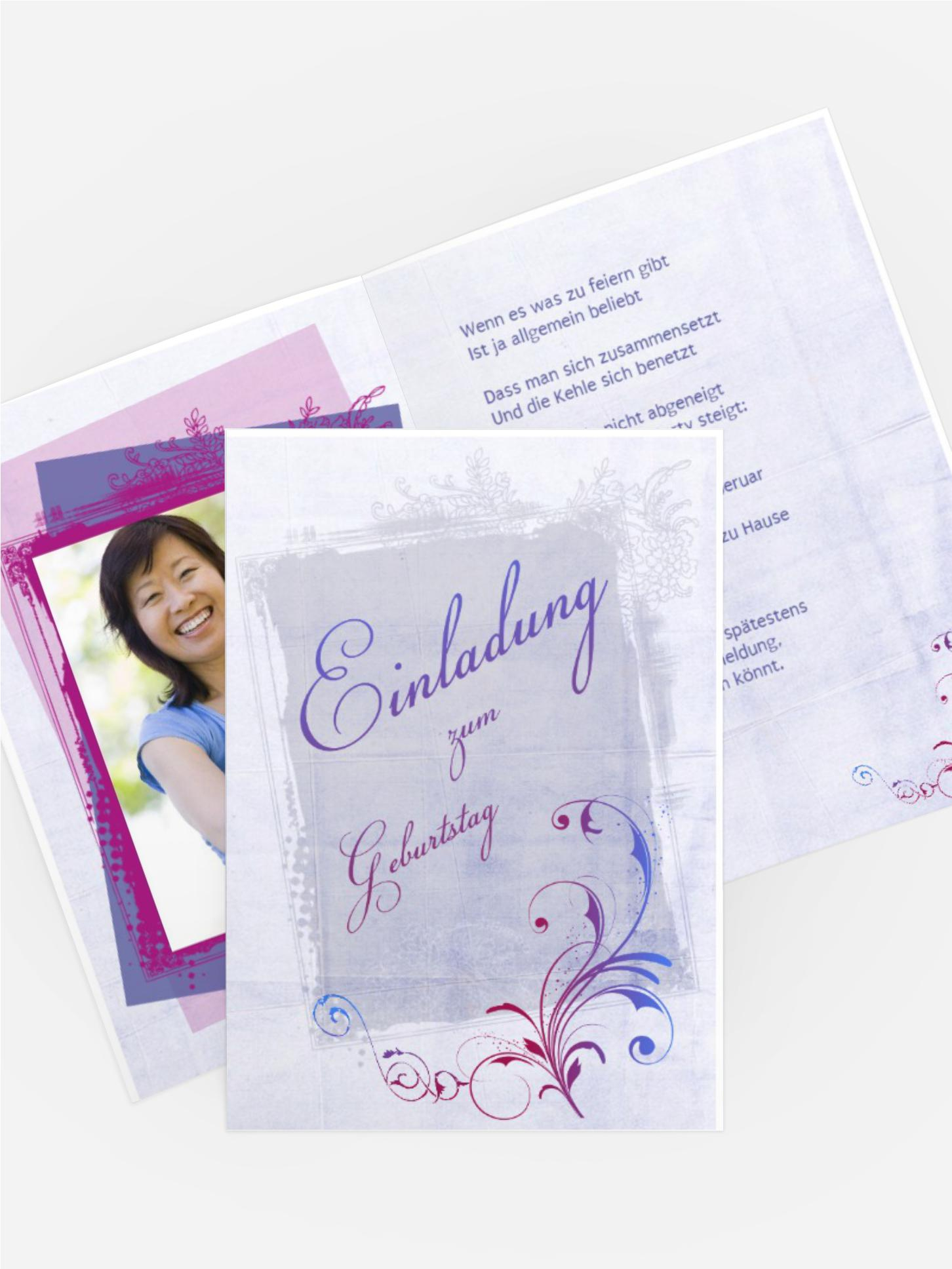 Einladungskarte zum Geburtstag floral Foto