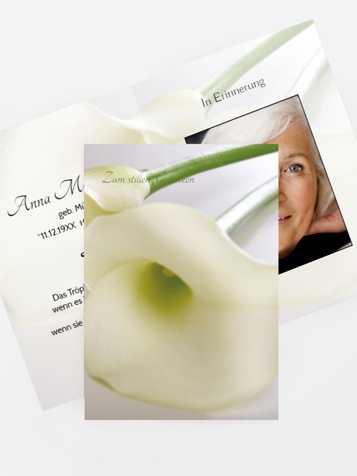 Sterbebildkarte Calla