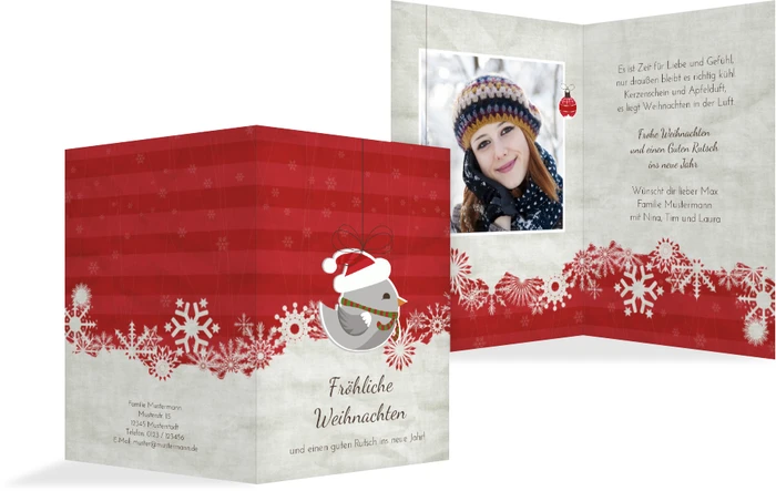 Weihnachtsmenükarte Vogel