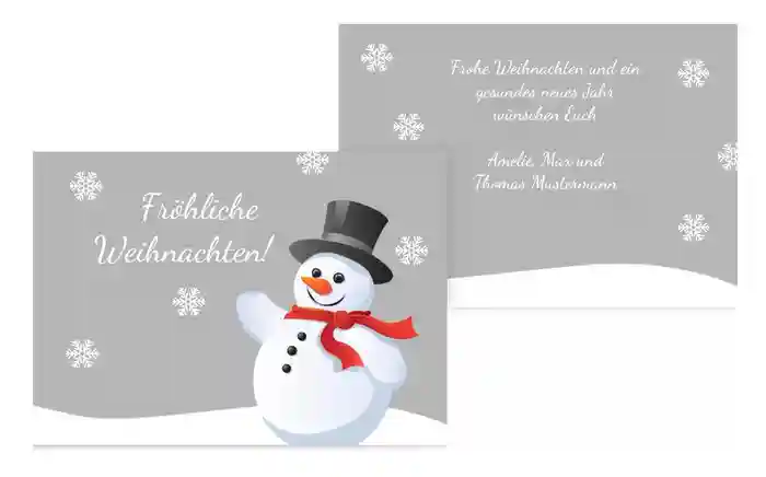 Weihnachtsgrußkarte Schneemann