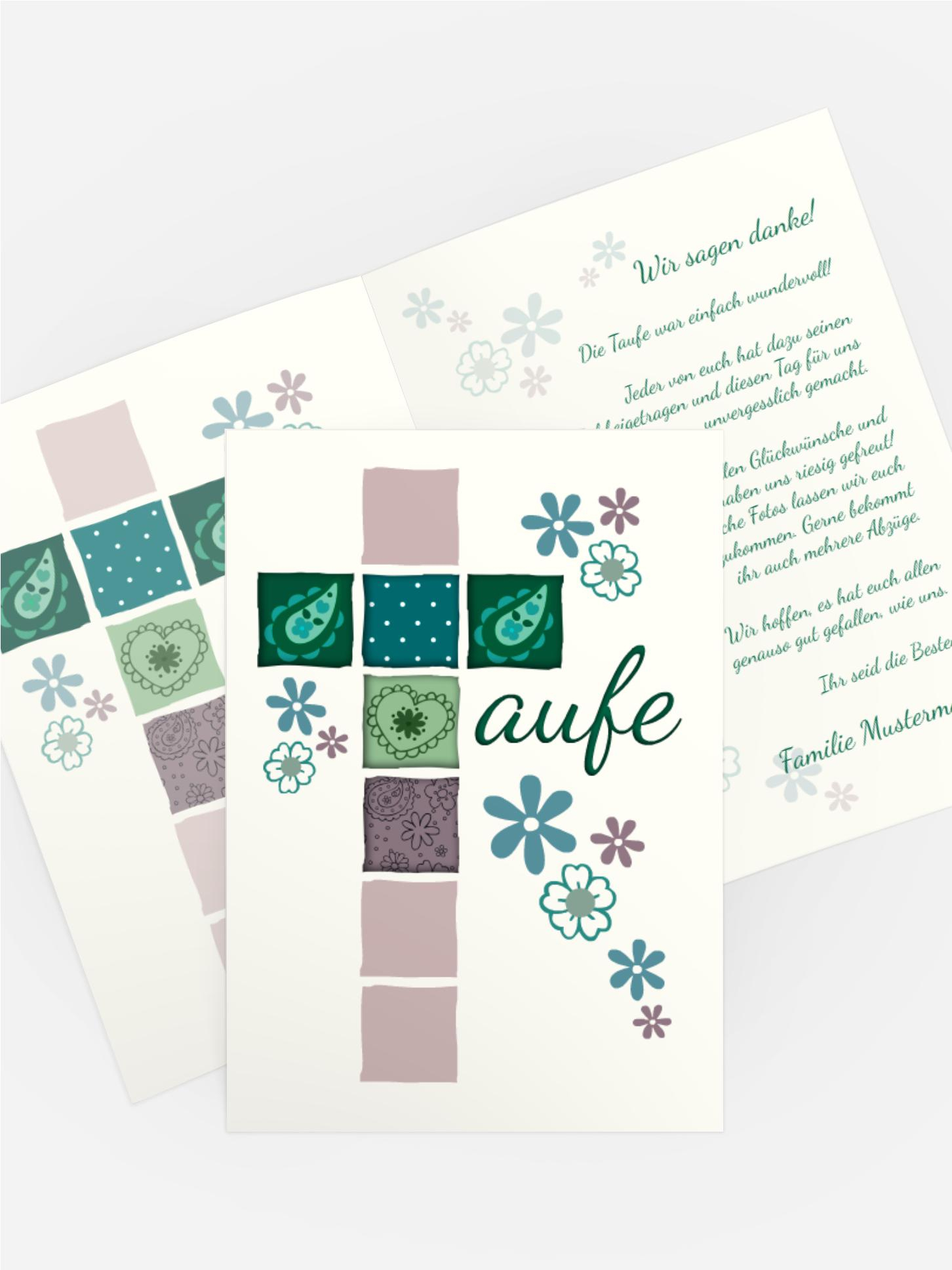 Dankeskarte Florales Kreuz