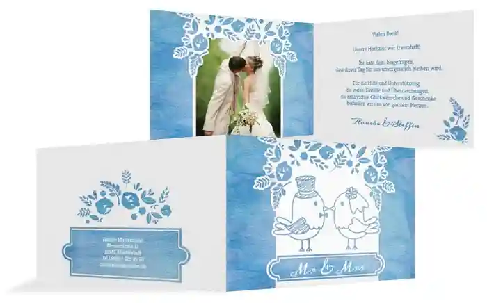 Hochzeit Danksagung Vogelpaar