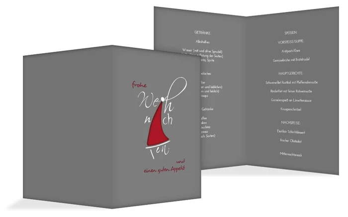 Weihnachts Menükarte Buchstabenmütze