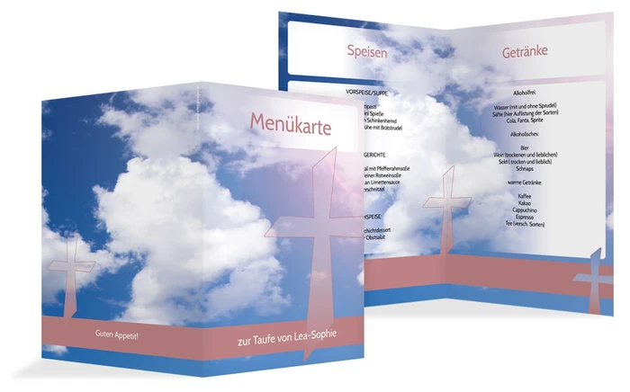 Menükarte Taufe Himmelskreuz Menükarte Taufe Himmelskreuz