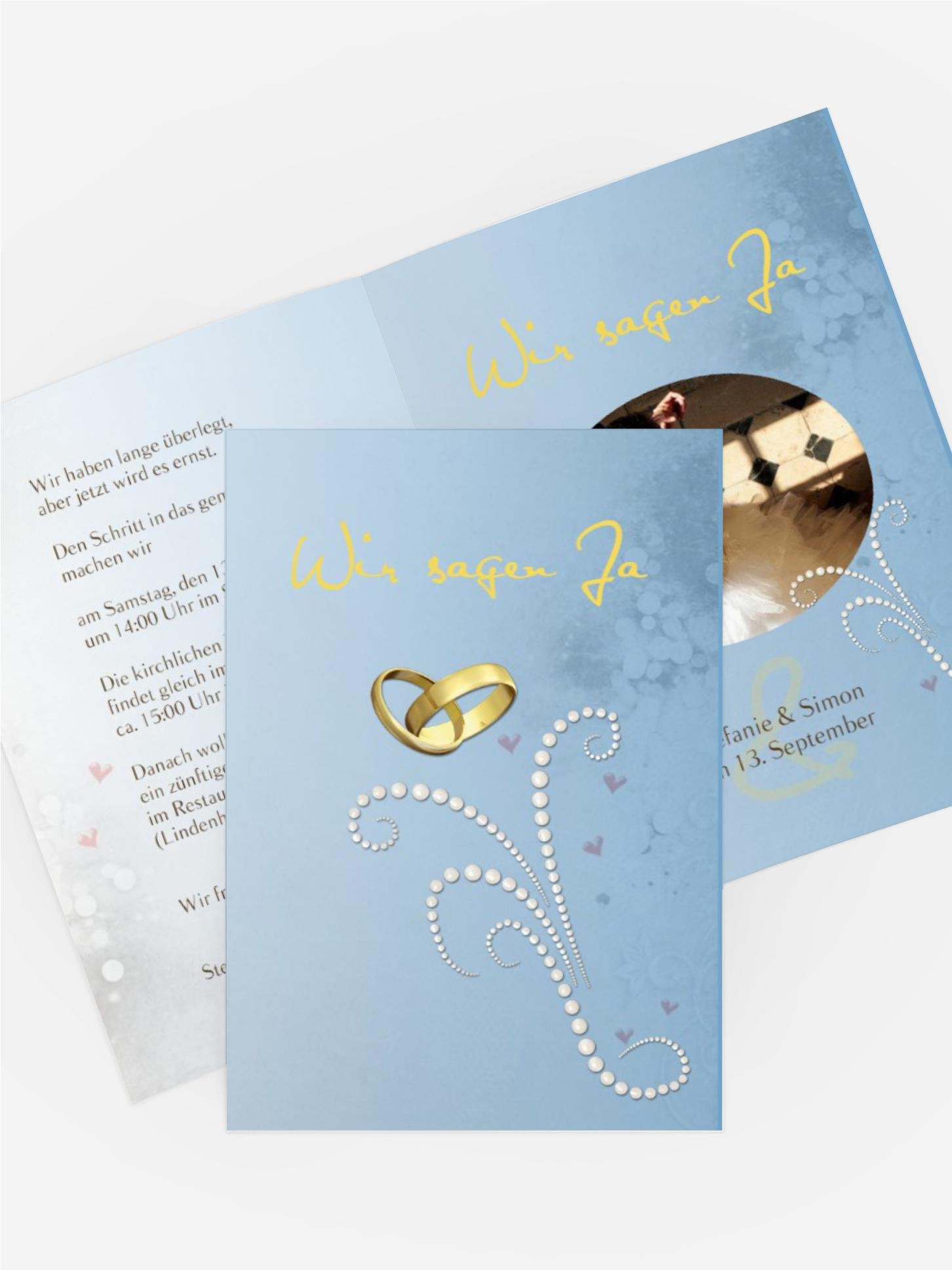 Einladung Eheringe Perlen