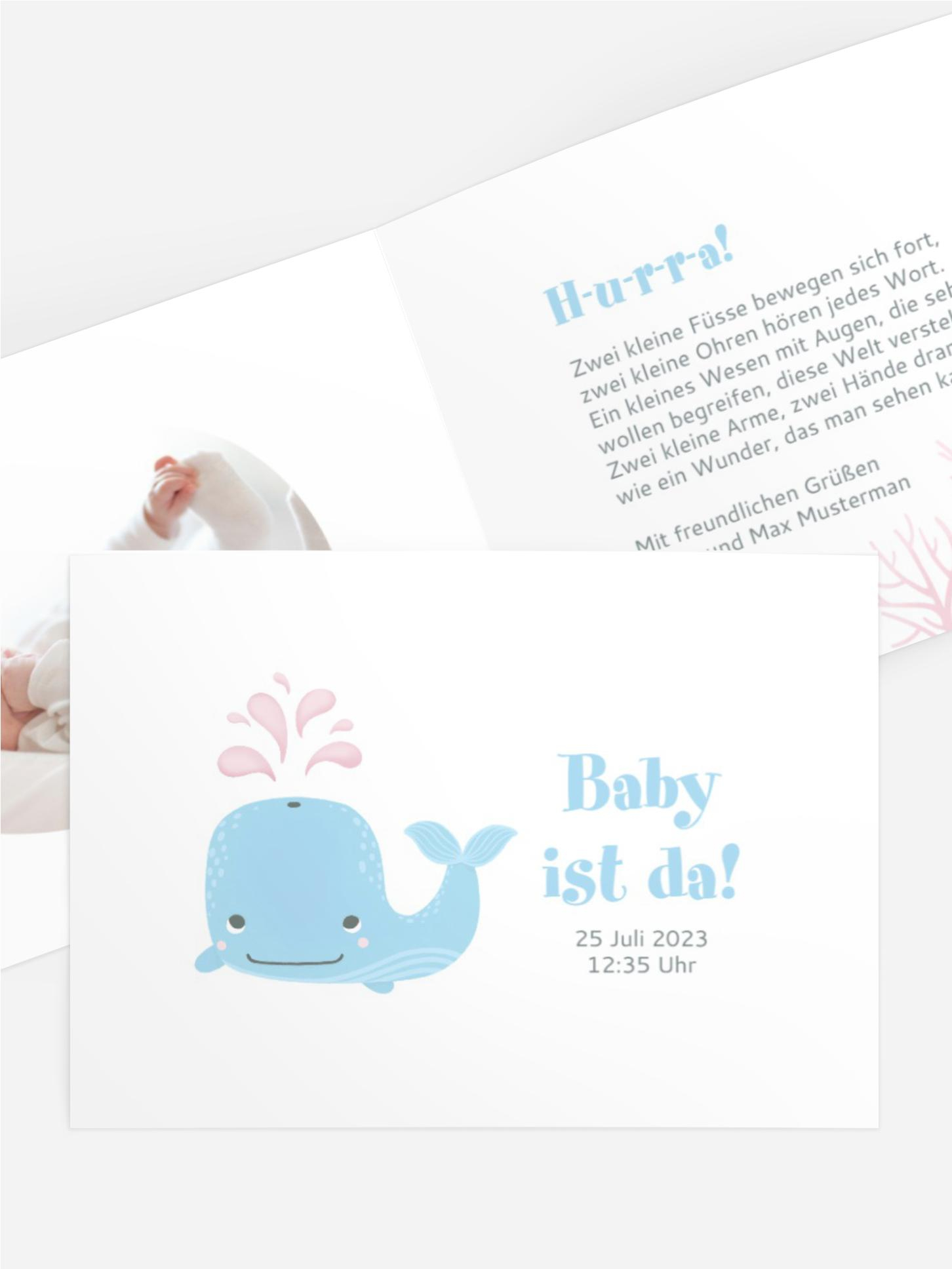 Geburtskarte Kleiner Wal