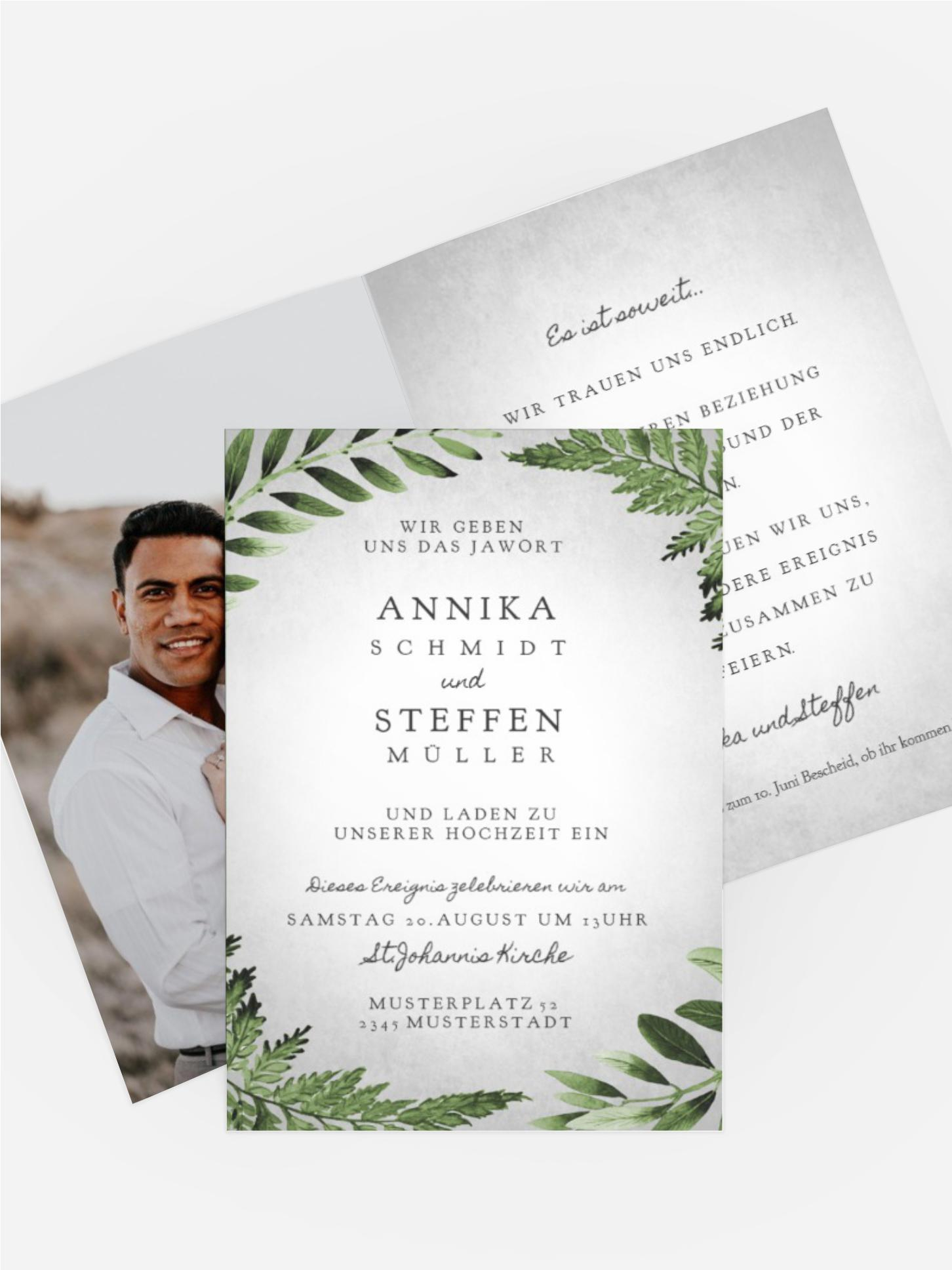 Hochzeitseinladung Blätterwerk