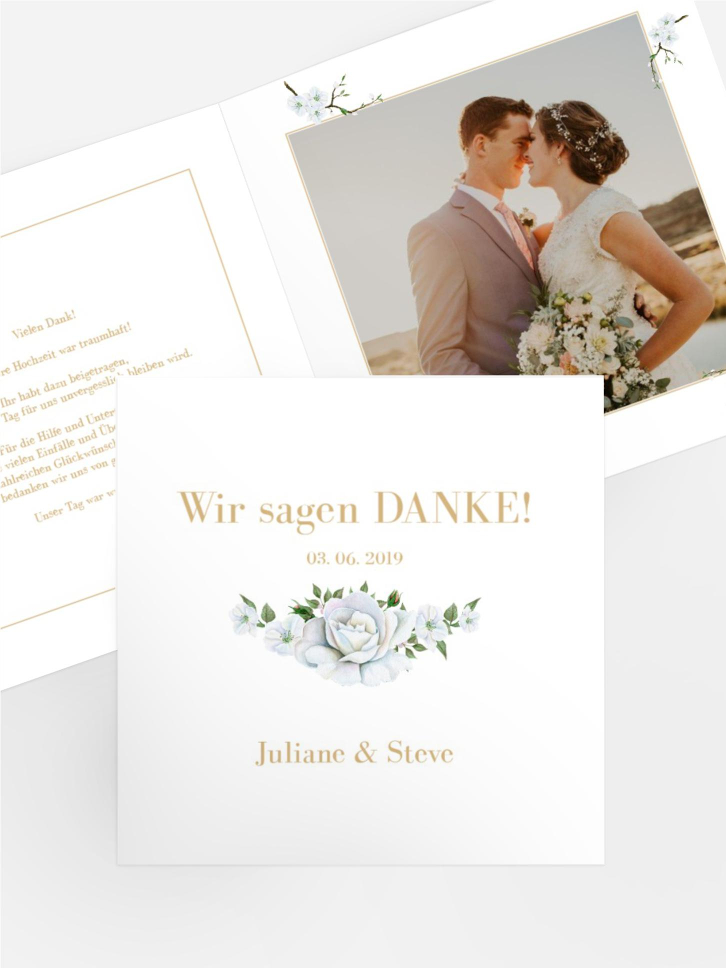 Hochzeit Dankeskarte Weiße Rose