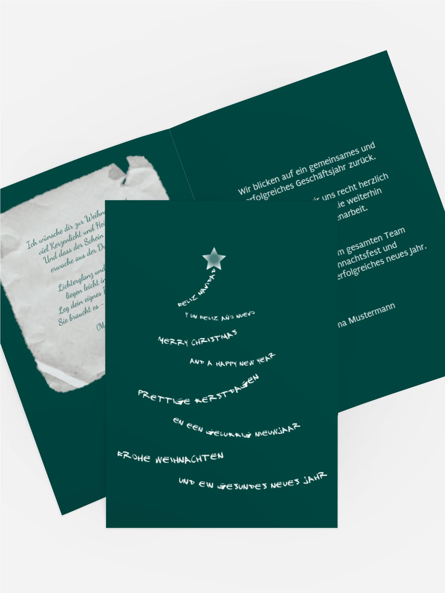 Grußkarte zu Weihnachten Geschäftlich Schriftbaum