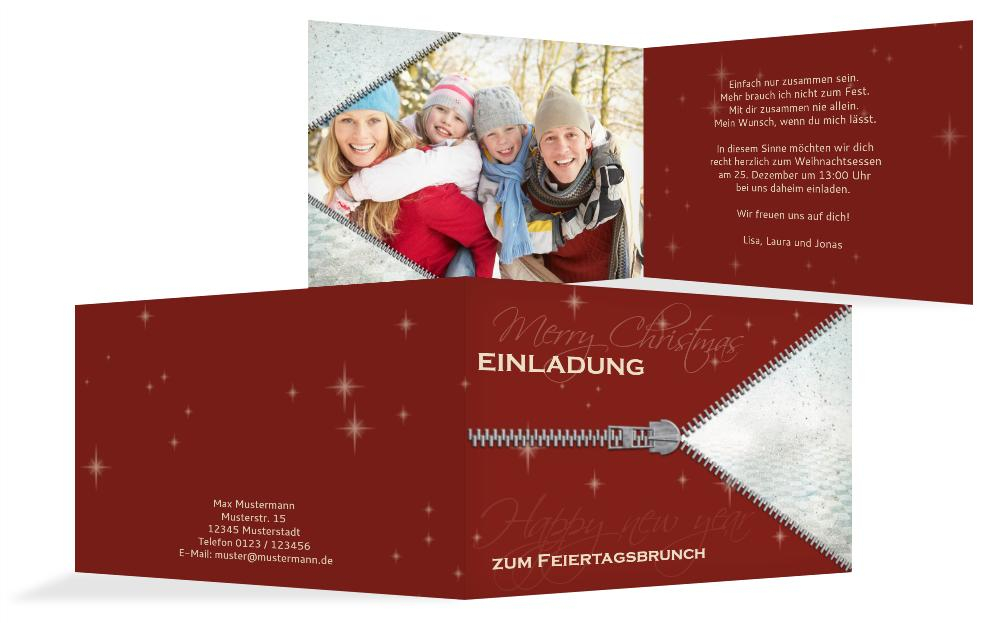 Einladung zur Weihnachtsfeier Privat Reißverschluss