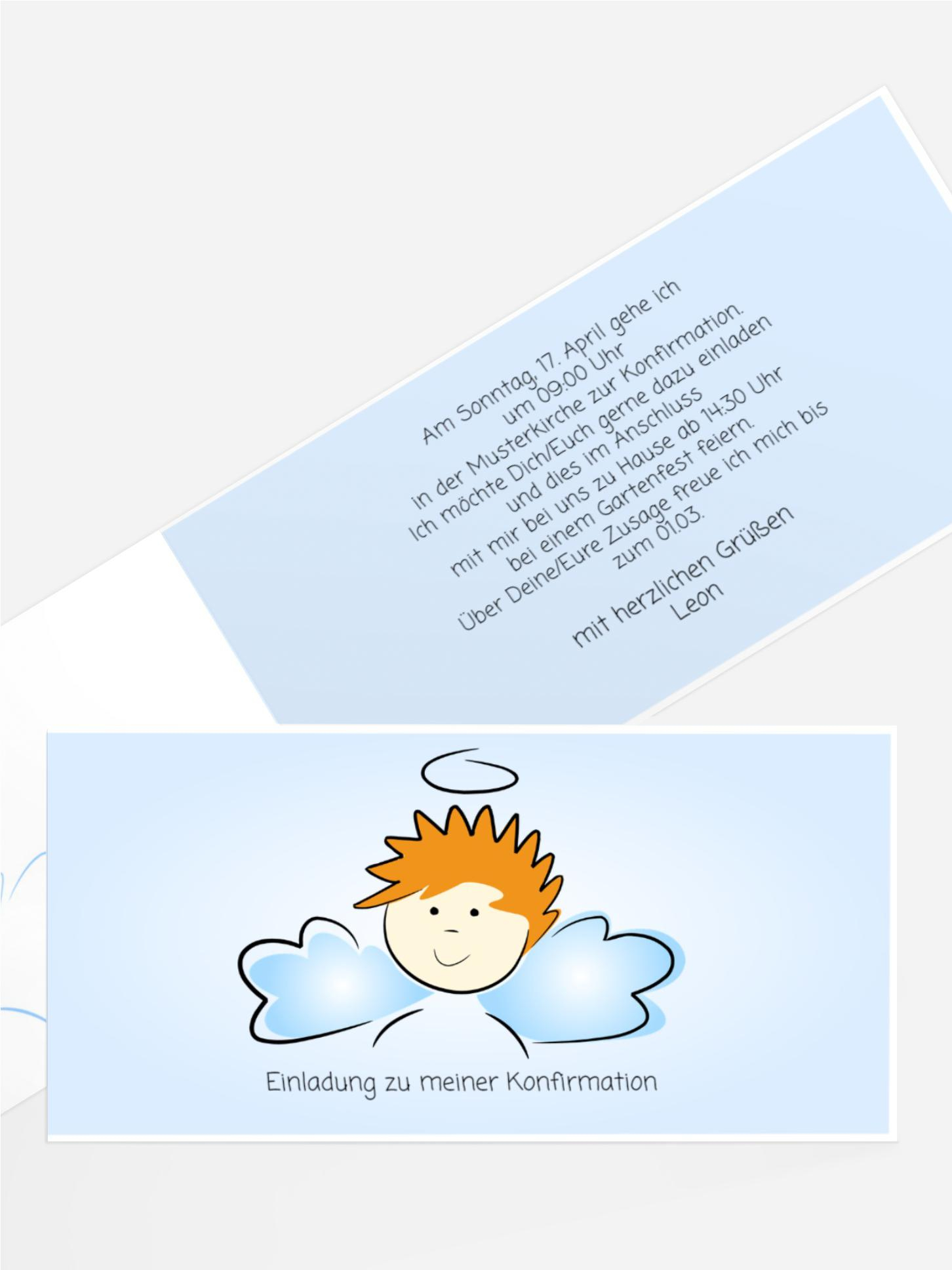 Einladungskarte Konfirmation Engelchen Jungs