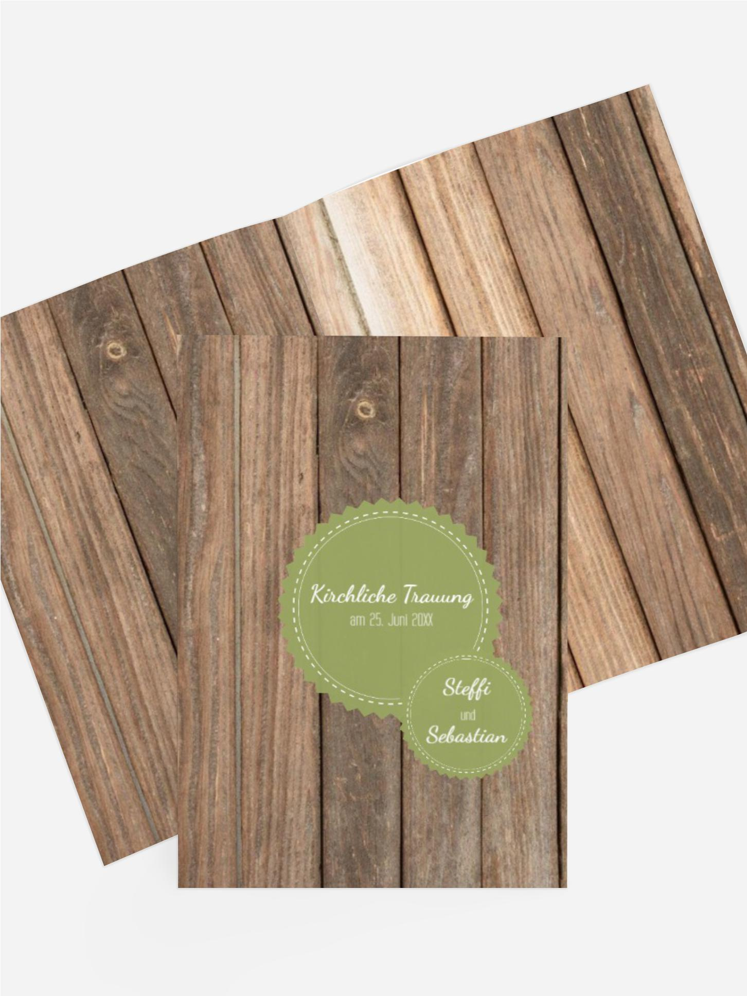 Kirchenheft Umschlag zur Hochzeit Vintage Holz