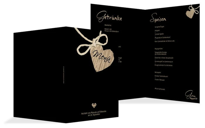 Menükarte Hochzeit natürlich Ja