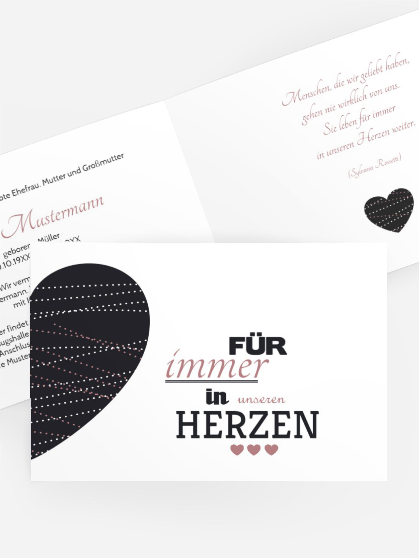 Trauerkarte Herz quer