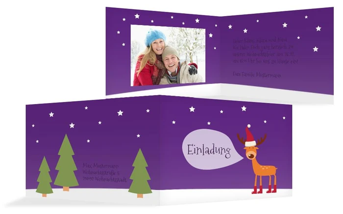 Fotoweihnachtseinladung Rentier