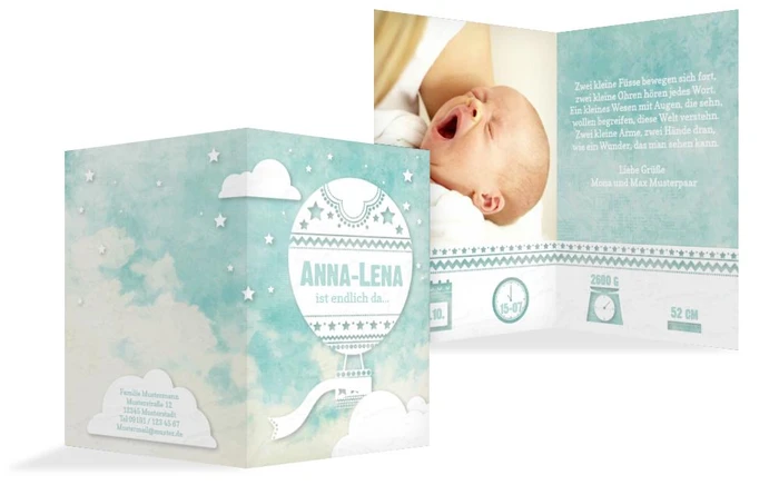 Karte zur Geburt Ballonfahrt