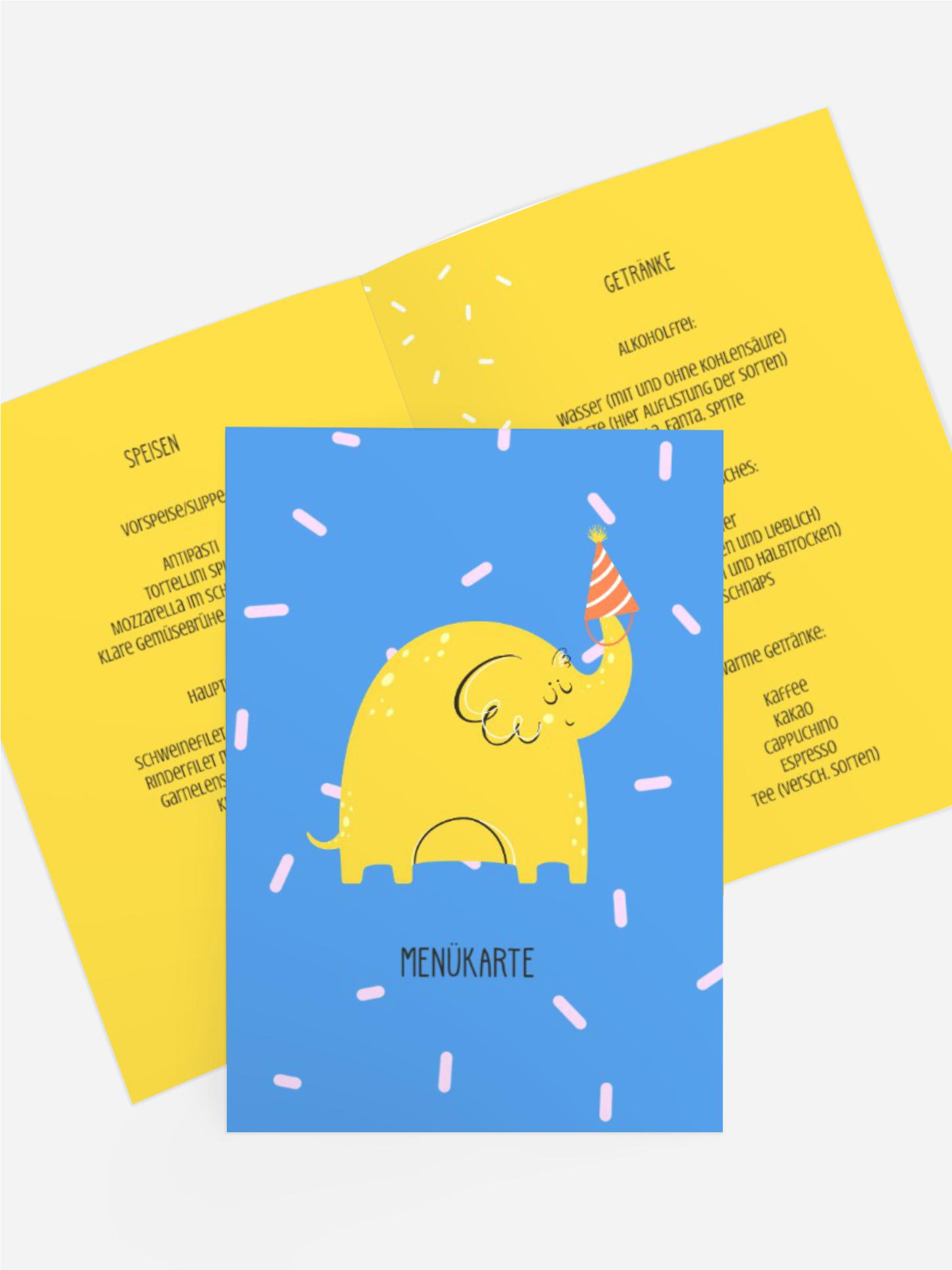 Menükarte Geburtstag Elefantastisch