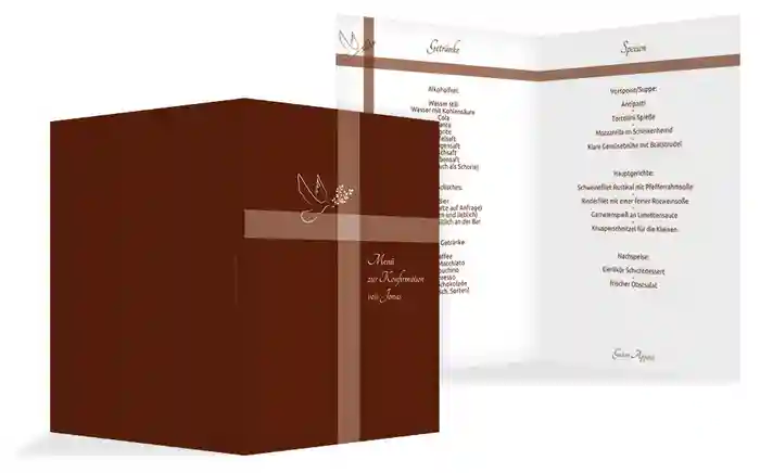 Menükarte zur Konfirmation Glaubensbote Menükarte zur Konfirmation Glaubensbote