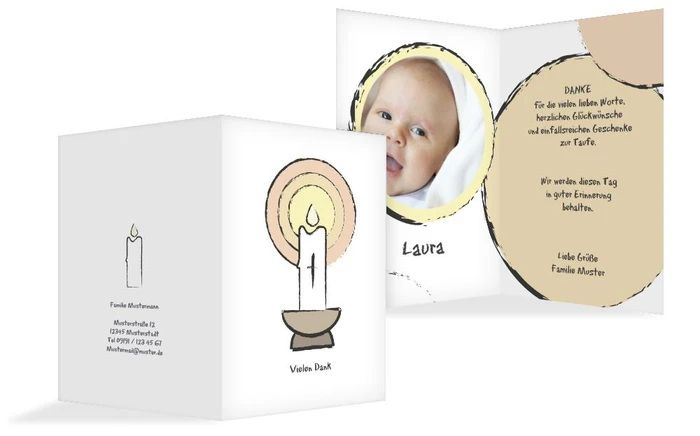 Dankeskarte Taufe Kerzenschein Dankeskarte Taufe Kerzenschein
