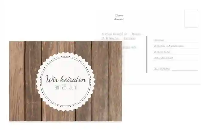 Antwortkarte Vintage Holz Antwortkarte Vintage Holz