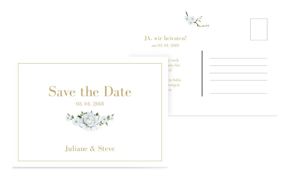 Save the Date Weiße Rose Save the Date Weiße Rose