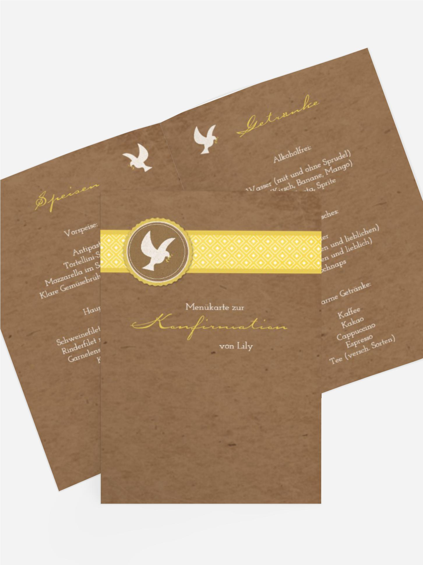 Menükarte Konfirmation Flügelschlag