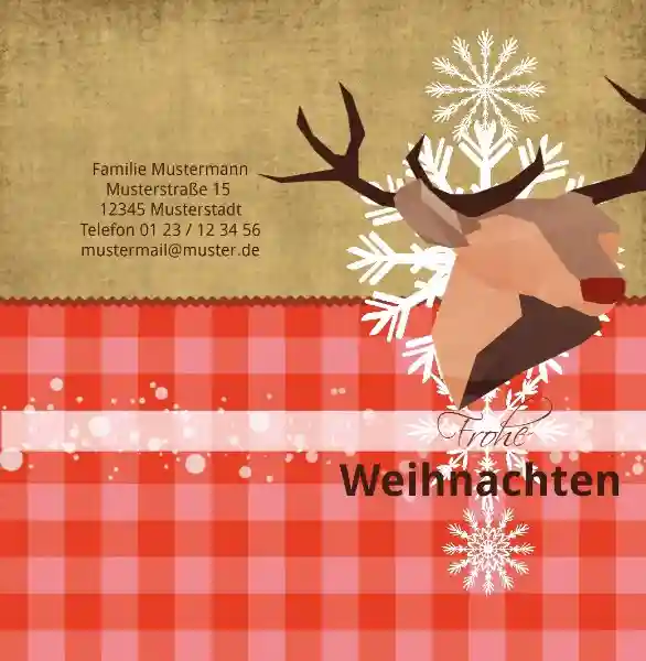 Weihnachtsgrußkarte Hirschkopf