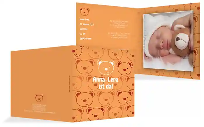 Karte zur Geburt Bärchengesicht