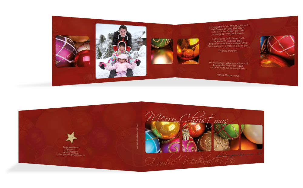 Weihnachtsgrußkarte Privat Christbaumkugeln Weihnachtsgrußkarte Privat Christbaumkugeln