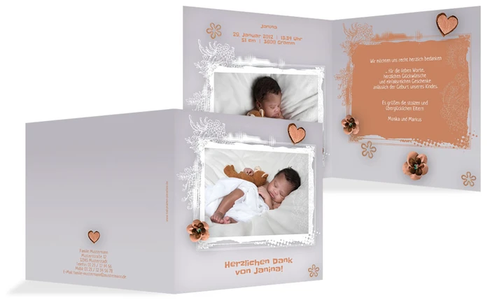 Geburtsdankeskarte zarte Blüte Geburtsdankeskarte zarte Blüte