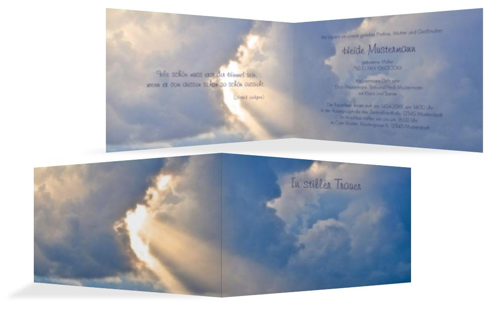 Trauerkarte Himmel quer Trauerkarte Himmel quer