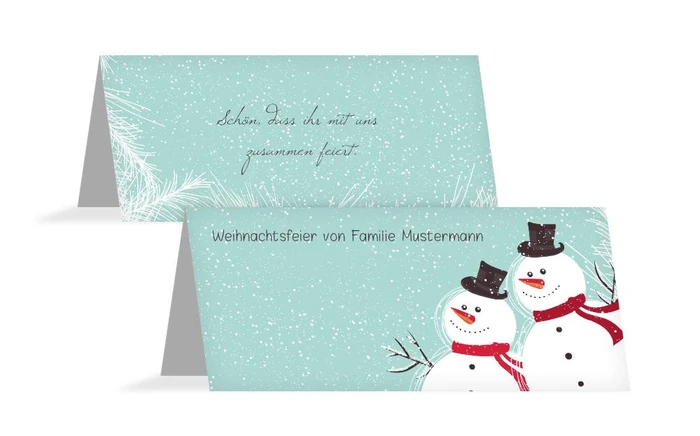 Weihnachtstischkarte Schneemänner