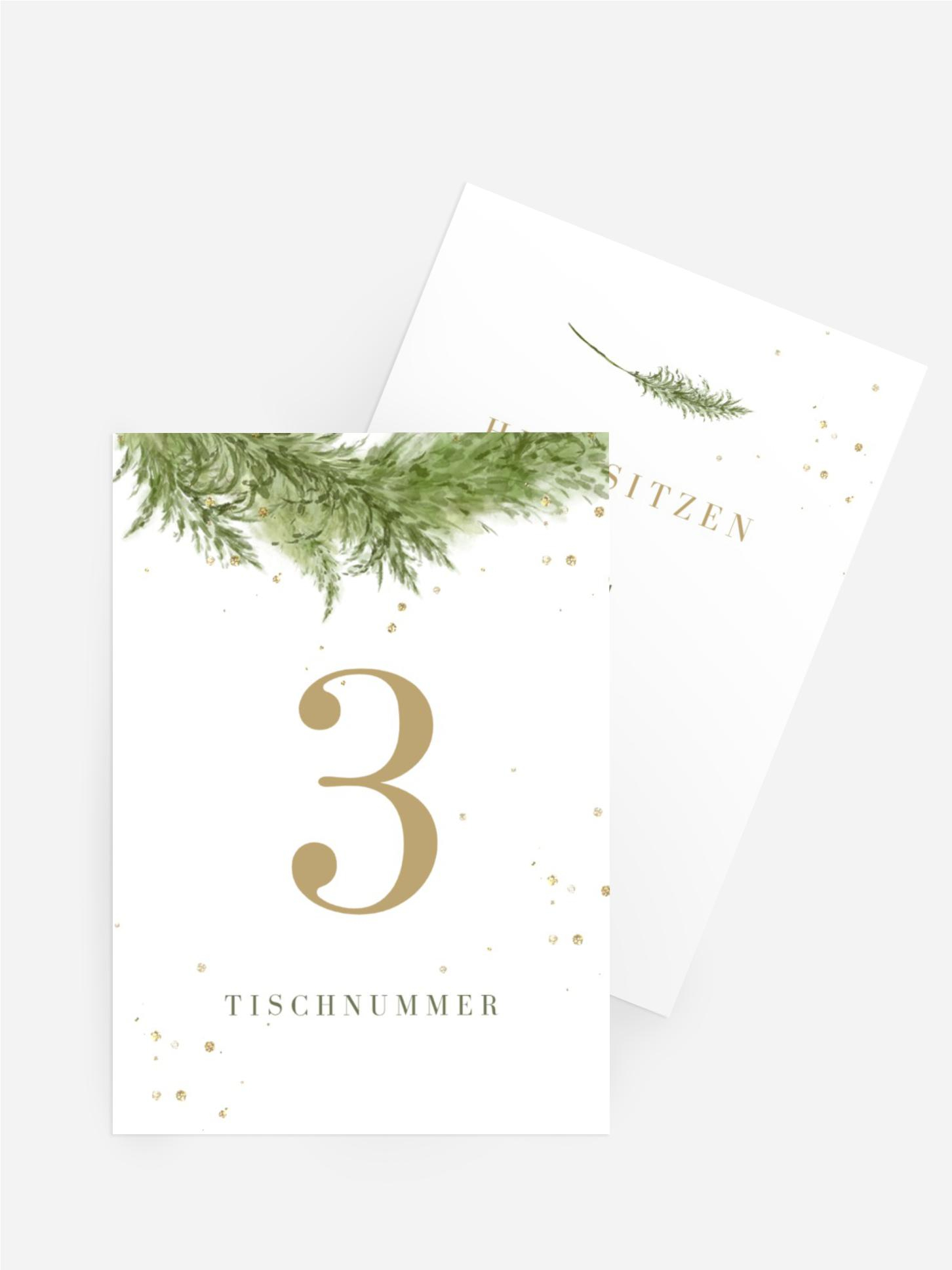 Tischnummer Hochzeit Grün-Zweig