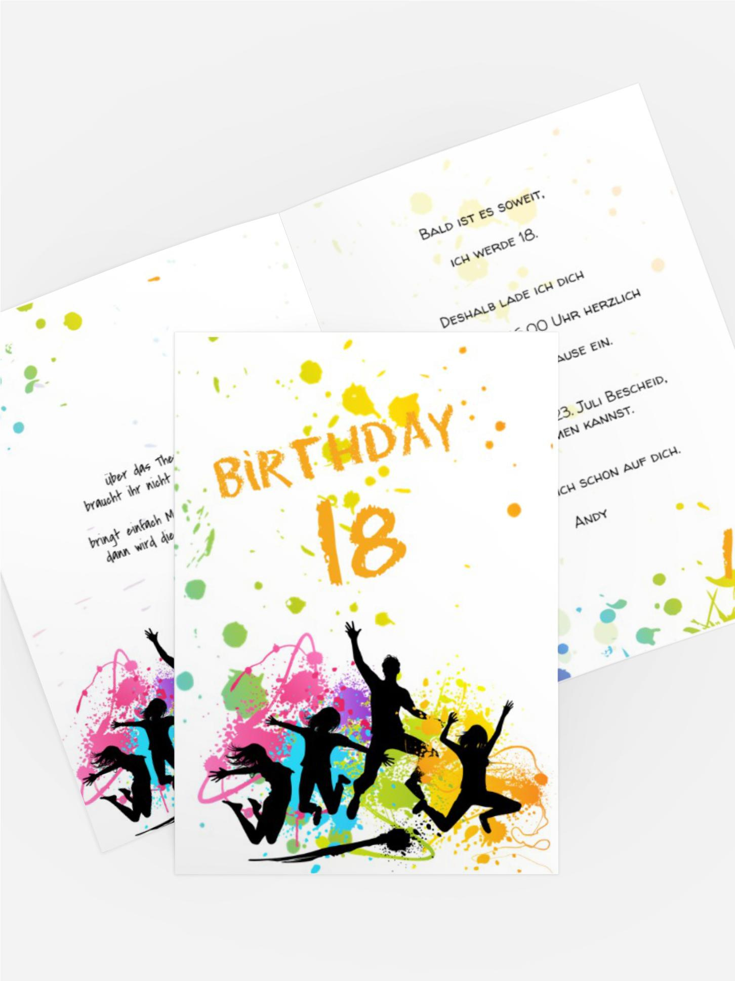 Geburtstagseinladung bunte Party 18 Geburtstagseinladung bunte Party 18